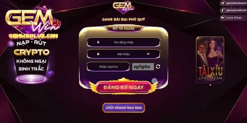 Hướng dẫn cách đăng ký Gemwin chi tiết